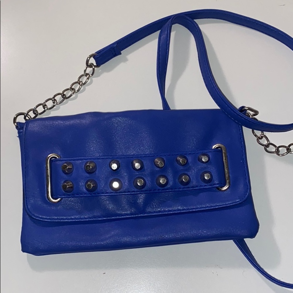 Blue and Silver Rhinstone Crossbody Bag